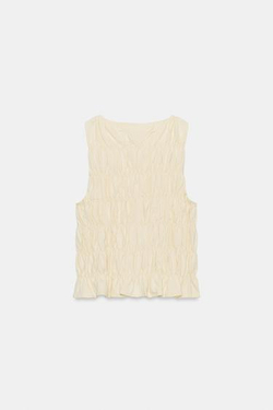 ZARA ТОП СО СБОРКАМИ, ПАСТЕЛЬНО-ЖЕЛТЫЙ