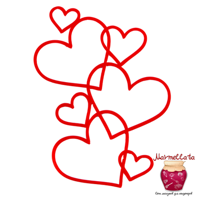 Топпер для торта "Сквозные сердца", красные