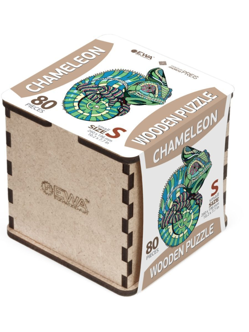 Деревянный пазл EWA Хамелеон, S 26x20 см, головоломка
