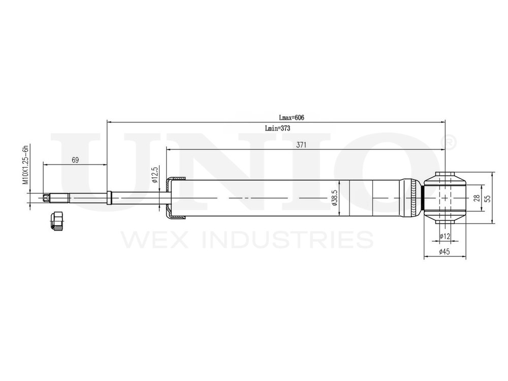Амортизатор газовый задней подвески UNIO SAB-10568