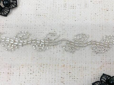 Тесьма декоративная вышивка стеклярус, ш. 2 см, белый