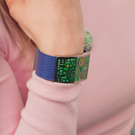 Браслет Fiore Luna на кожаном синем ремешке CB01319-17 G/S