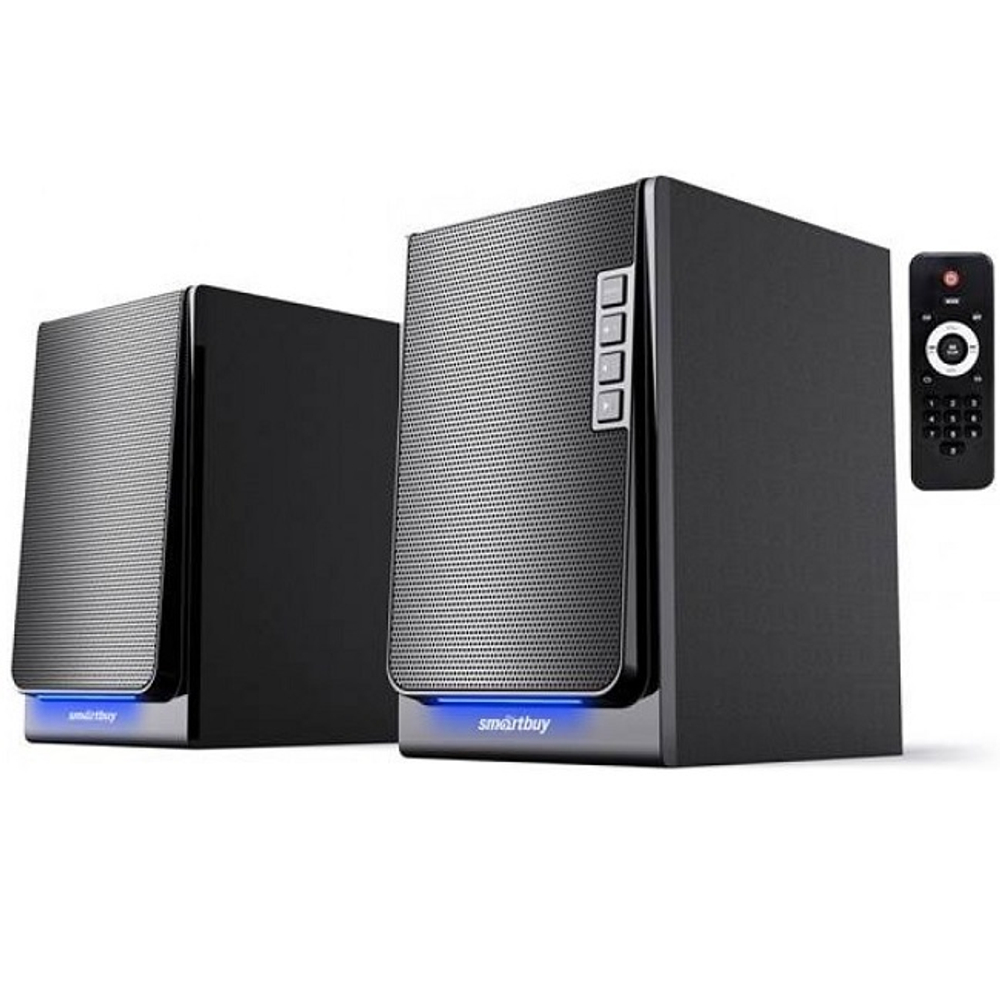 Колонки SmartBuy GIG 3, 2x20W, Bluetooth, FM/MP3, LED, дерево, черный (SBA-5050)