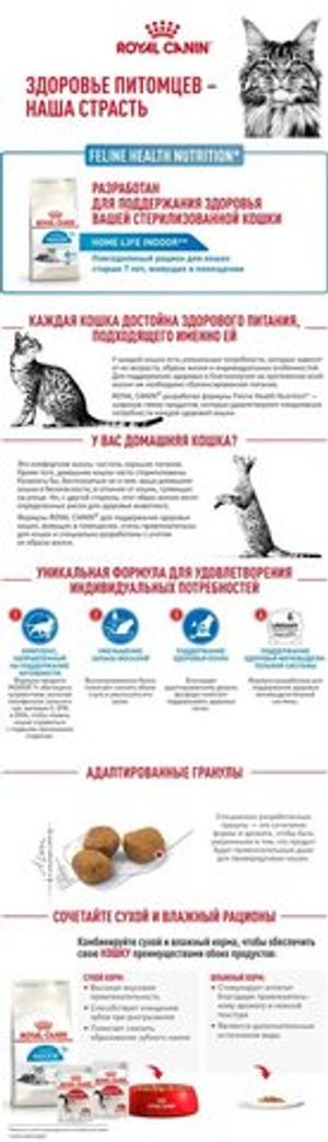 Корм для пожилых кошек, Royal Canin Indoor +7, живущих в помещении