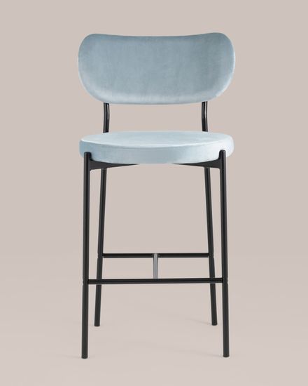 Стул полубарный Барбара велюр серо-голубой