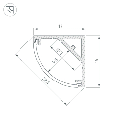 Профиль SL-KANT-H16-S10-2000 ANOD (Arlight, Алюминий) 053562