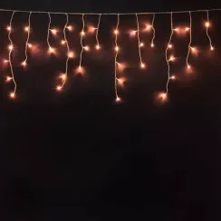 Светодиодная бахрома 3*0.5 м., 3 батарейки типа D 4.5V, 100 LED ламп орнжево-розового цвета, прозрачный силикон, LTC (ECC100-10-HGB)