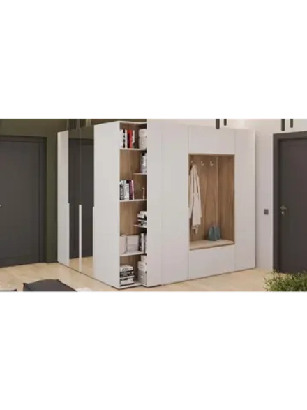 Прихожая с зеркалом Белый Жемчуг 328х58х217