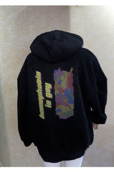 КорСеЗен унисекс Черная толстовка с капюшоном и принтом