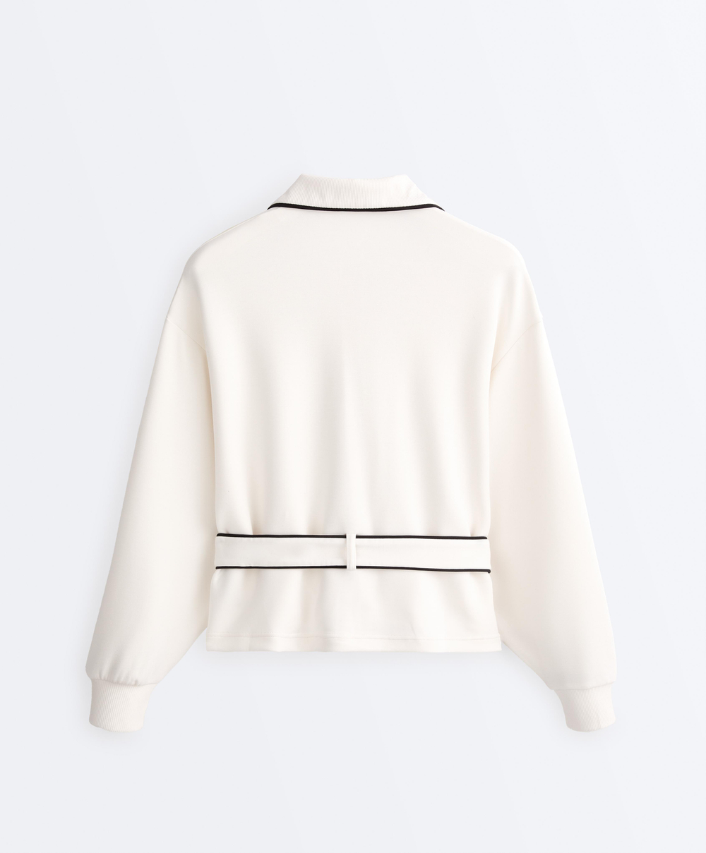 Oysho Куртка с контрастным Piping из мягкого модала, экрю