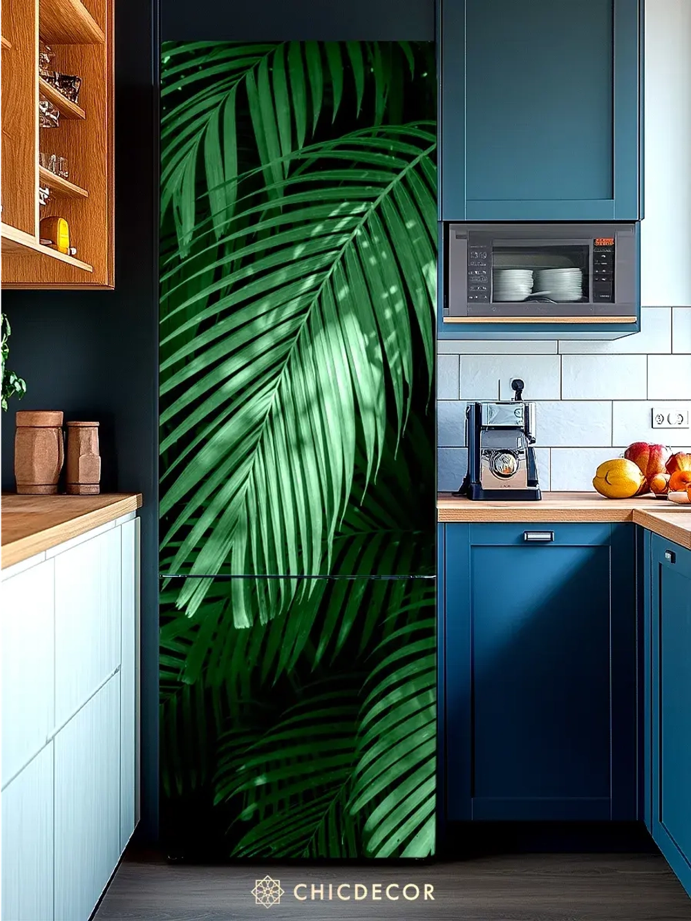 Наклейка интерьерная на холодильник Пальма зеленая