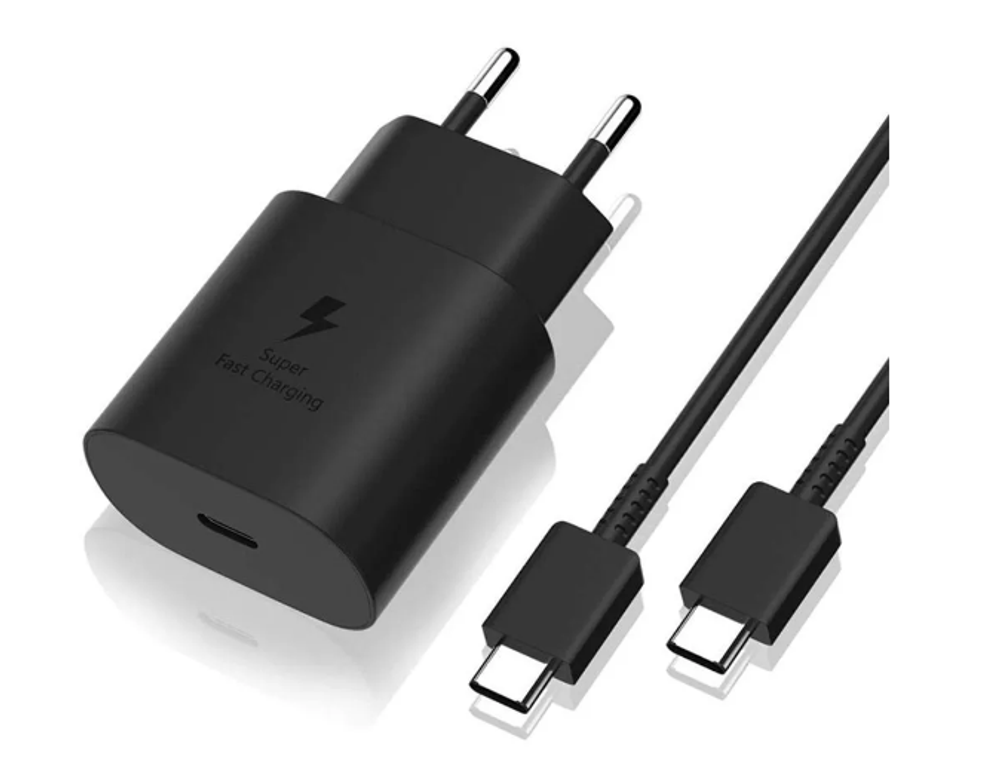USB-C 25W Power Adapter Samsung Black+ USB-C/USB-C Cable 1m