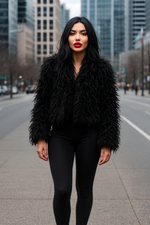 Оптом искусственная шуба керли черная 42-48