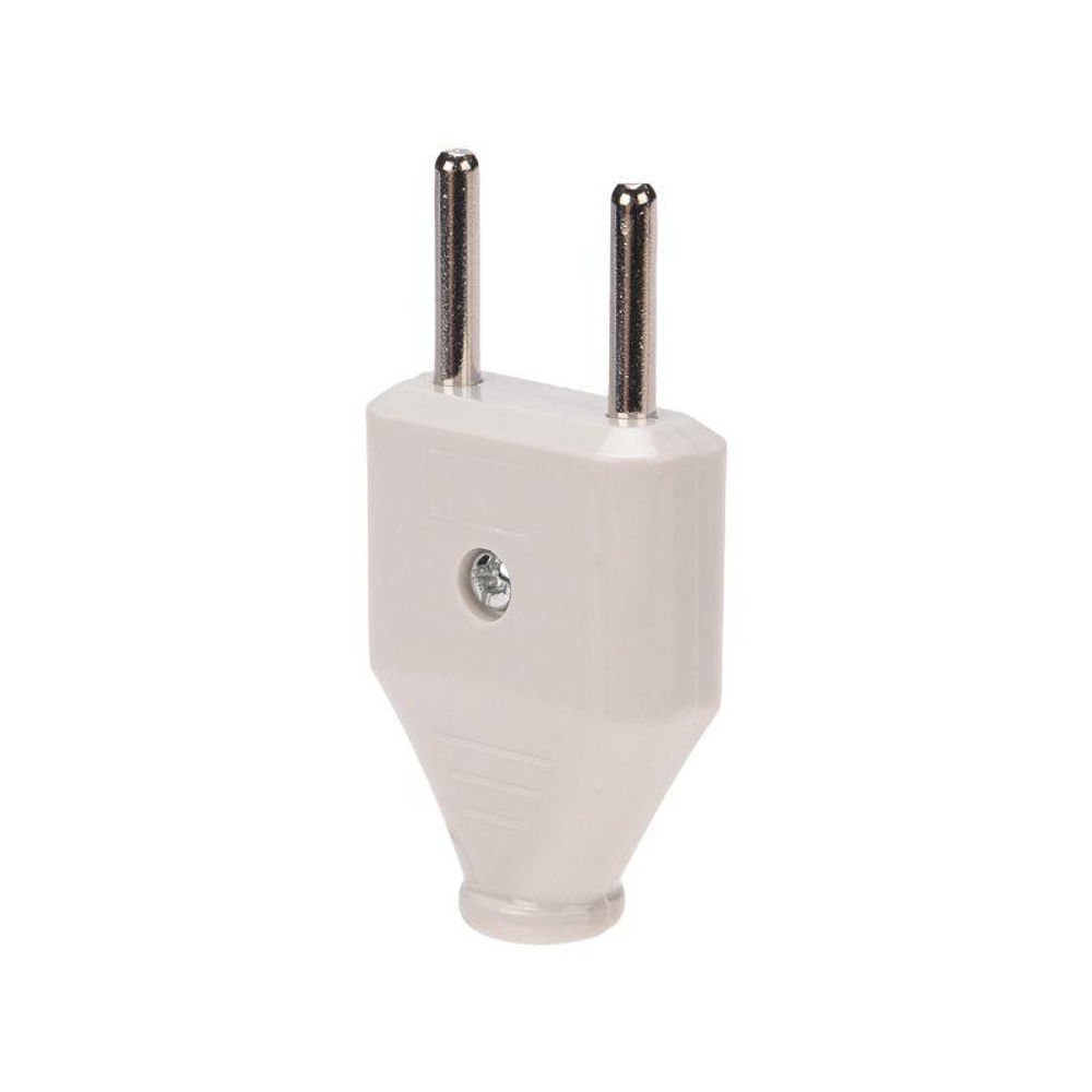 Вилка прямая 6А плоская без заземл. бел. Rexant 11-8946