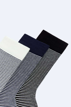 ZARA НАБОР ИЗ ТРЕХ ПАР НОСКОВ В ПОЛОСКУ, РАЗНОЦВЕТНЫЙ