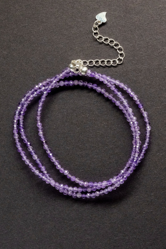 Цепочка "Memo about Mind&Soul" тонкая из аметиста с удлинителем 47-54 см