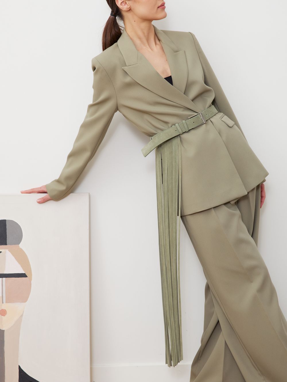 БАЗОВЫЙ РЕМЕНЬ-ТРАНСФОРМЕР С БАХРОМОЙ ЗАМША ФИСТАШКОВЫЙ