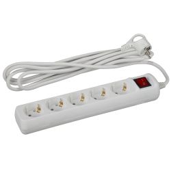 Удлинитель электрический ЭРА U-5es-5m-3x1 с заземлением с выключателем 5 розеток 5м ПВС 3x1мм2 16А | Бытовые удлинители