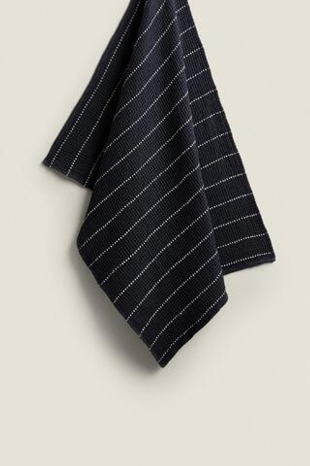 ZARA HOME ПОЛОСАТОЕ КУХОННОЕ ПОЛОТЕНЦЕ, СИНИЙ