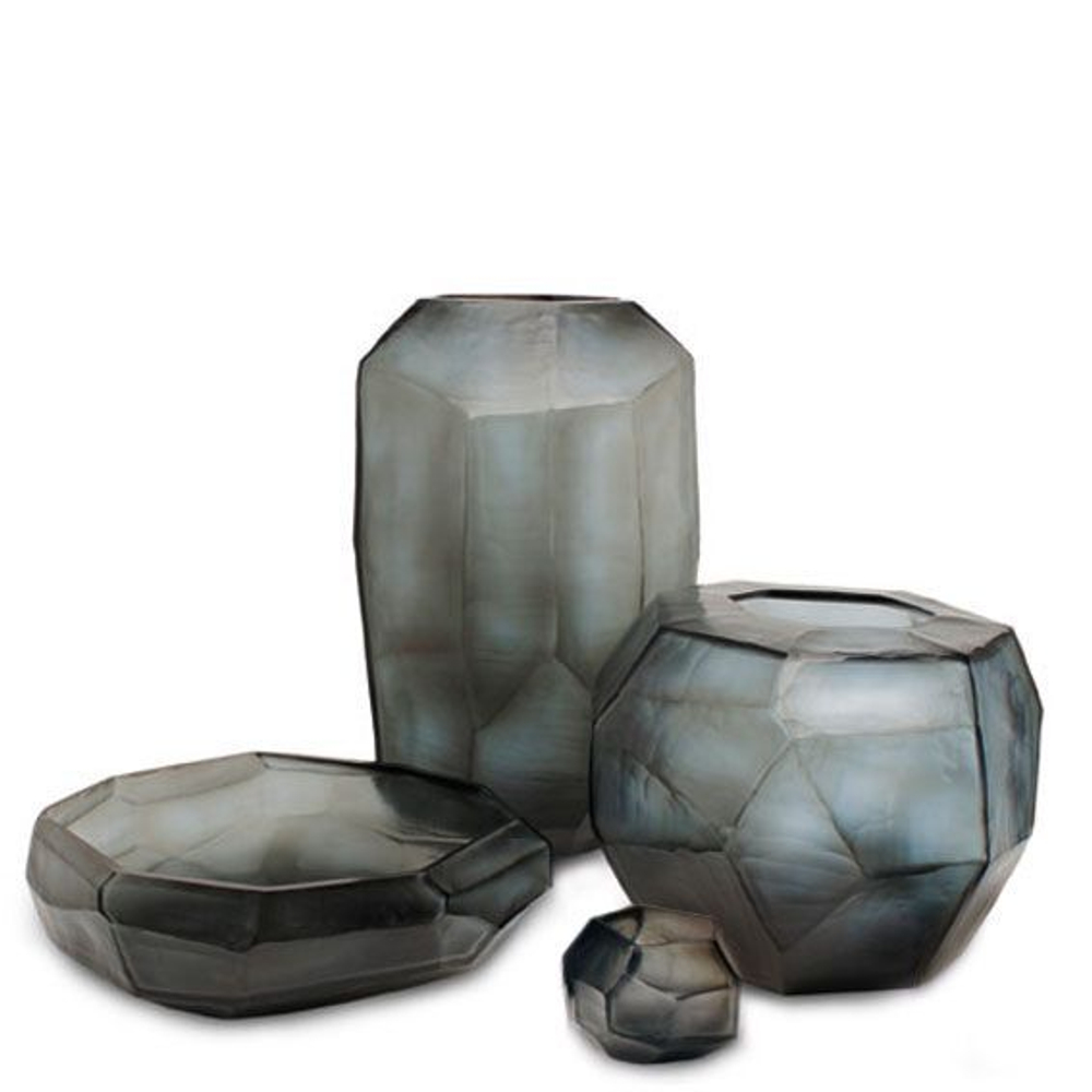 Ваза Guaxs Cubistic Indigo/Smokegrey, 27 см