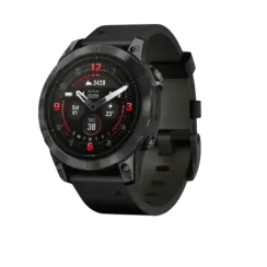 Garmin epix Pro (Gen 2) Sapphire Edition 47 мм, титановый, угольно-серый DLC, черный кожаный ремешок