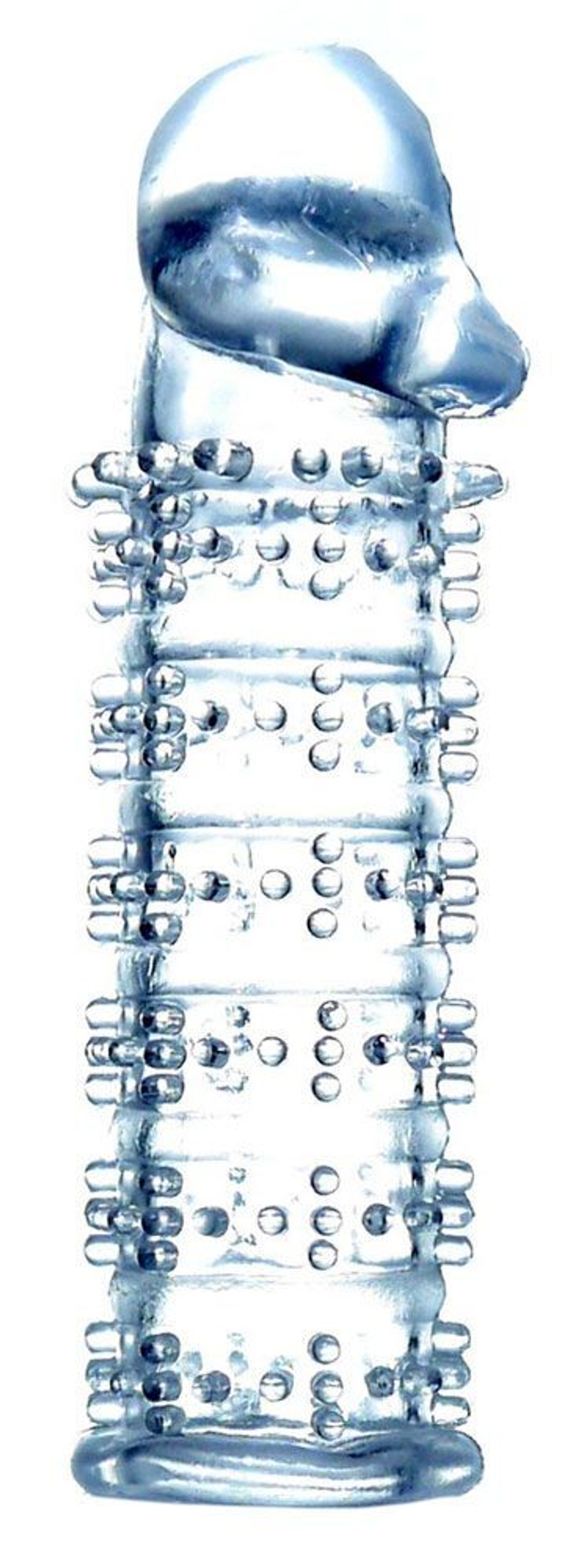 Прозрачная насадка на пенис с рельефом - 12 см.