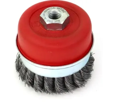 Щетка для УШМ чашечная,д85 мм, М14, проволока 0,3*0,5 мм,латунированная сталь,волнистая