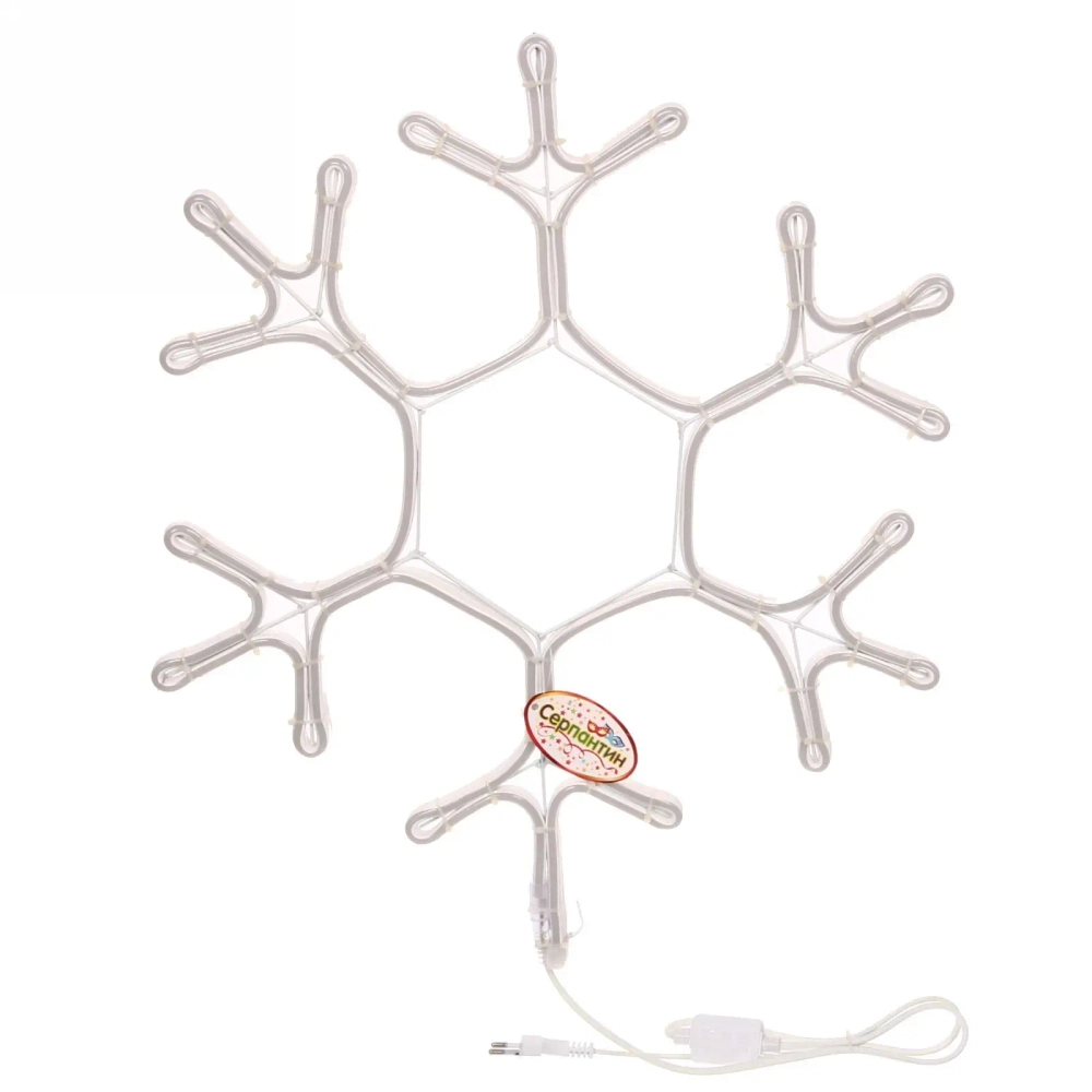 Фигура светодиодная, «Снежинка» гибкий неон, 40 см, Белый (постоянное свечение)