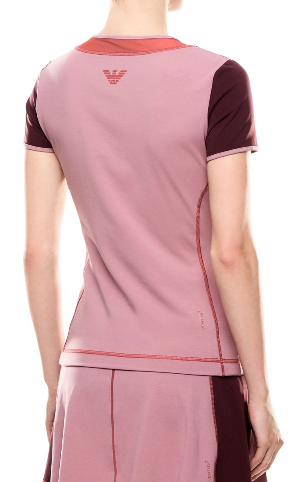 Женская теннисная футболка EA7 Tennis Pro Freestyle - dusky orchid/bordeaux