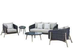 Комплект уличной мебели Jura из массива акации, алюминия и ротанга, серый, натуральный
