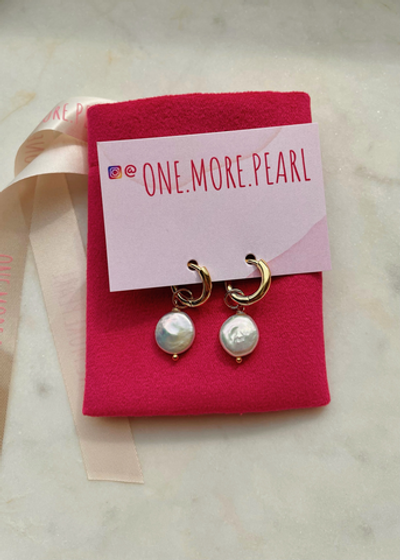 Серьги Монеты из белого жемчуга