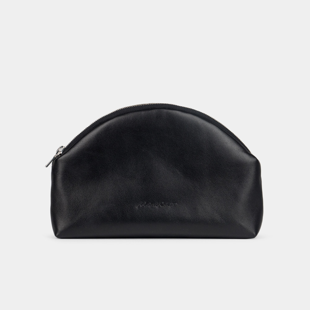 Женская косметичка Nuage Easy из натуральной кожи ягненка, черного цвета