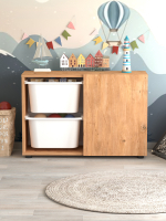 Стеллаж SILA с 2 выдвижными ящиками - сосна