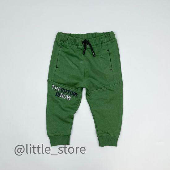 Брючки из футера(тонкого), Темно-зеленые