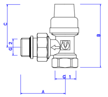 Клапан термостатический Valtec 1/2" угловой с доп. уплотнением арт. VT.031.NR.04 для радиаторов