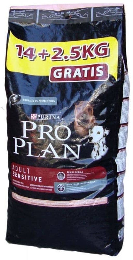 Проплан сухой корм д/собак  взр/с чувств.пищев.лосось, рис 14 кг+2,5кг