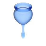 Набор менструальных чаш с хвостиком-капелькой Feel Good Menstrual Cup Dark Blue (Цвет: синий)
