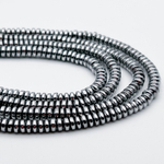 Гематит Рондель бусины (имитация), цвет серебристый, размер около 4*2 мм, цена за отрезок 19 см (1/2 нити)