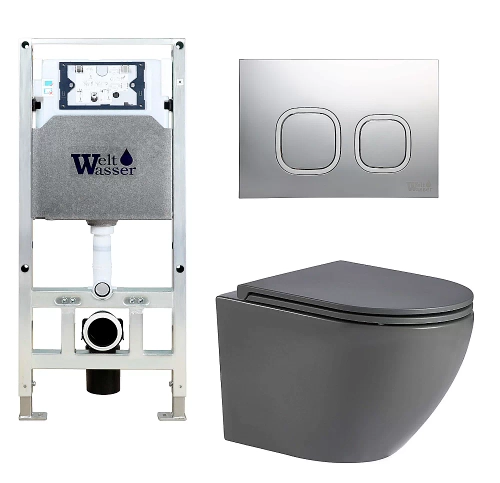 Унитаз с инсталляцией WeltWasser AMBERG 506 ST + MERZBACH 043 MT-GR + AMBERG RD-CR