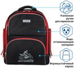 Рюкзак BRAUBERG CLASSIC, легкий каркас, премиум материал, "Motorbike", черный, 270583