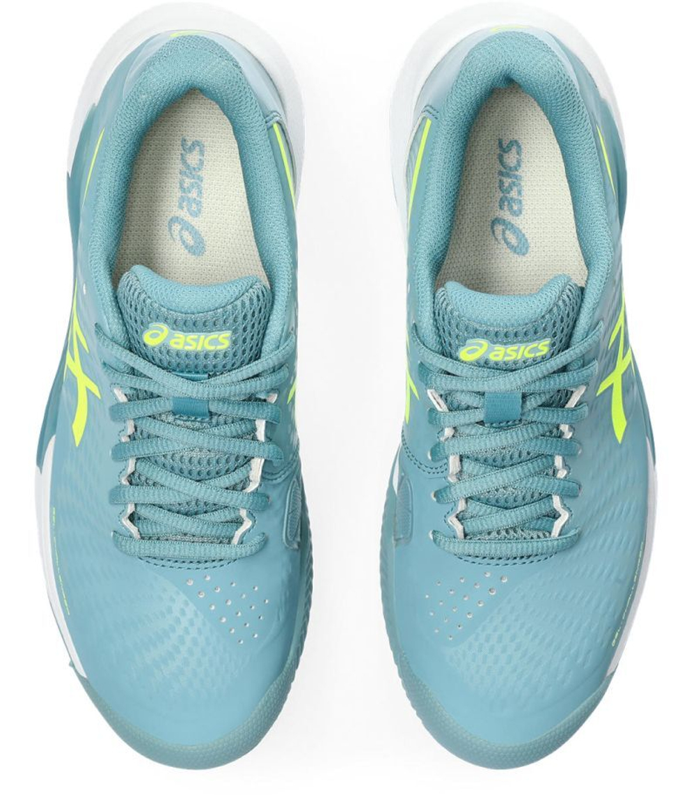 Женские Кроссовки теннисные Asics Gel-Challenger 14 Clay - gris blue/safety yellow