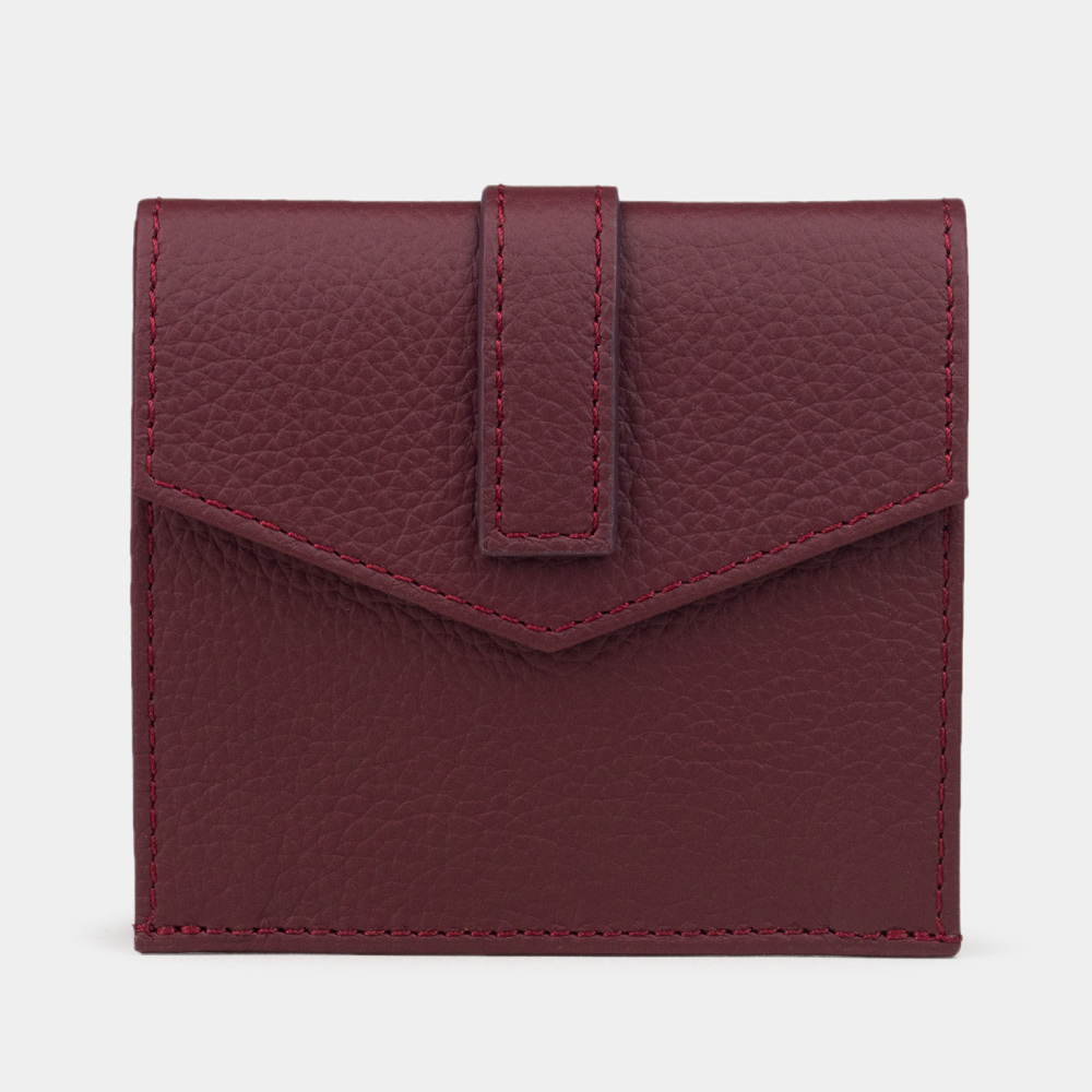 Картхолдер-кошелек Perle из кожи теленка, бордового цвета