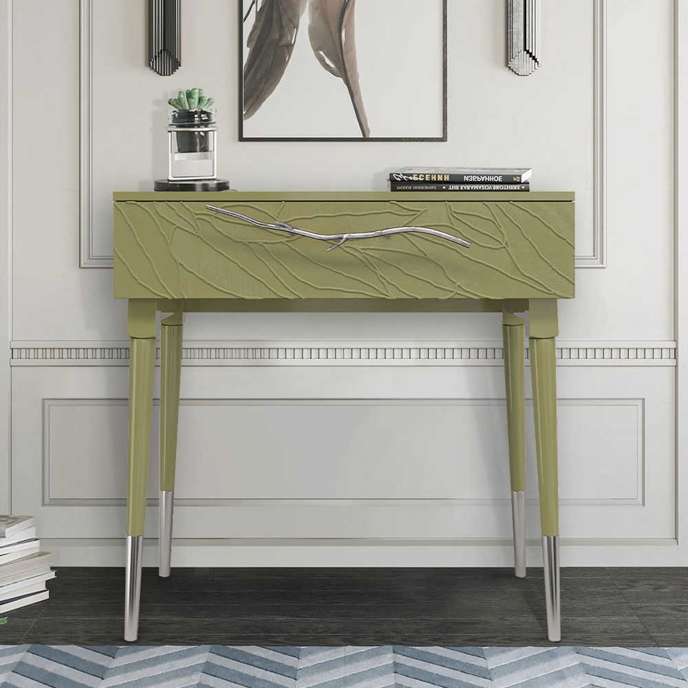 Консоль Арт Колор leaves Стайл Сильвер Зеленая олива