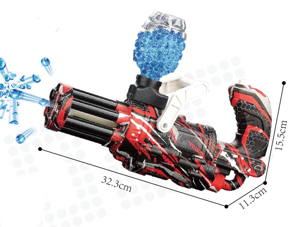 Гидрогелевый автомат minigun стреляющий орбиз YC-M06 , на аккамуляторе , 4000т шаров в подарок , доп магазин
