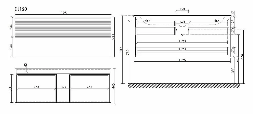 Тумба с раковиной Sancos DELTA DL120W 120 дуб светлый/белый
