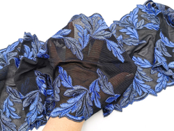 Вышивка на сетке (эластичная), 21 см, черный и ультрамарин, (Арт: VS-1016), м