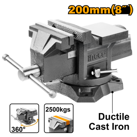 Тиски поворотные с наковальней 200 мм INGCO HBV088 INDUSTRIAL