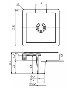 Заглушка профиля 20 х 20