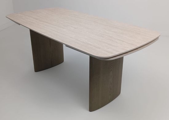 Стол CALVIN 180 MATTE ROME TRAVERTINE SOLID CERAMIC / Серый дуб