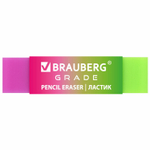 Ластик полупрозрачный BRAUBERG «Grade», 60×15×10 мм, картонный держатель, цвет ассорти, 36 штук в упаковки.